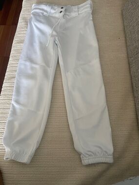 Kids White Athletic Jogger Sweatpants with Drawstring Waist